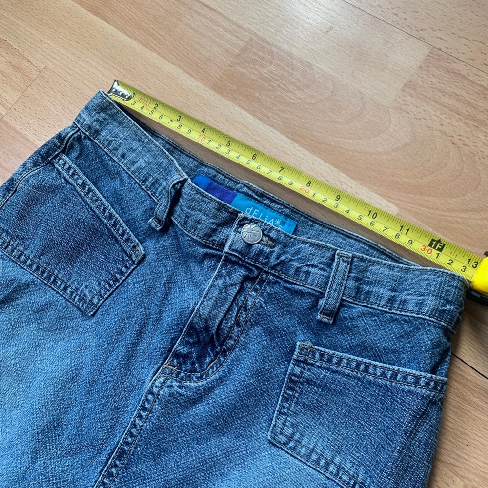 Low waisted Denim maxi Skirt with slit a line cut super flattering US 3/4 S XS - Picture 6 of 9